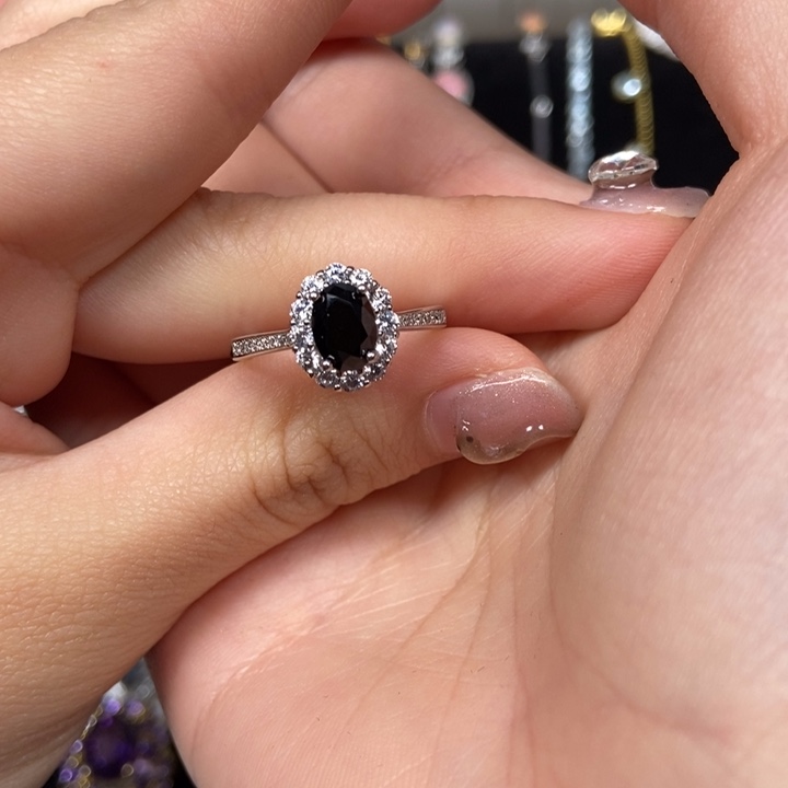 尖晶石戒指银S925镶嵌