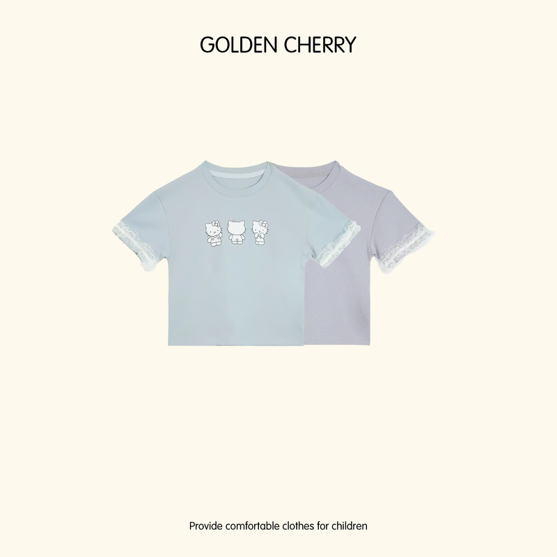 【Golden cherry】小童哈喽三只小猫洋气百搭T恤QDD658