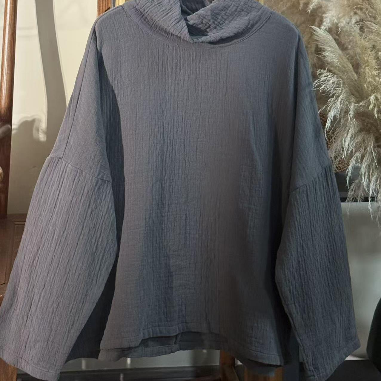 【云目悠悠】秋冬季新款女士堆堆领套头上衣-20251041