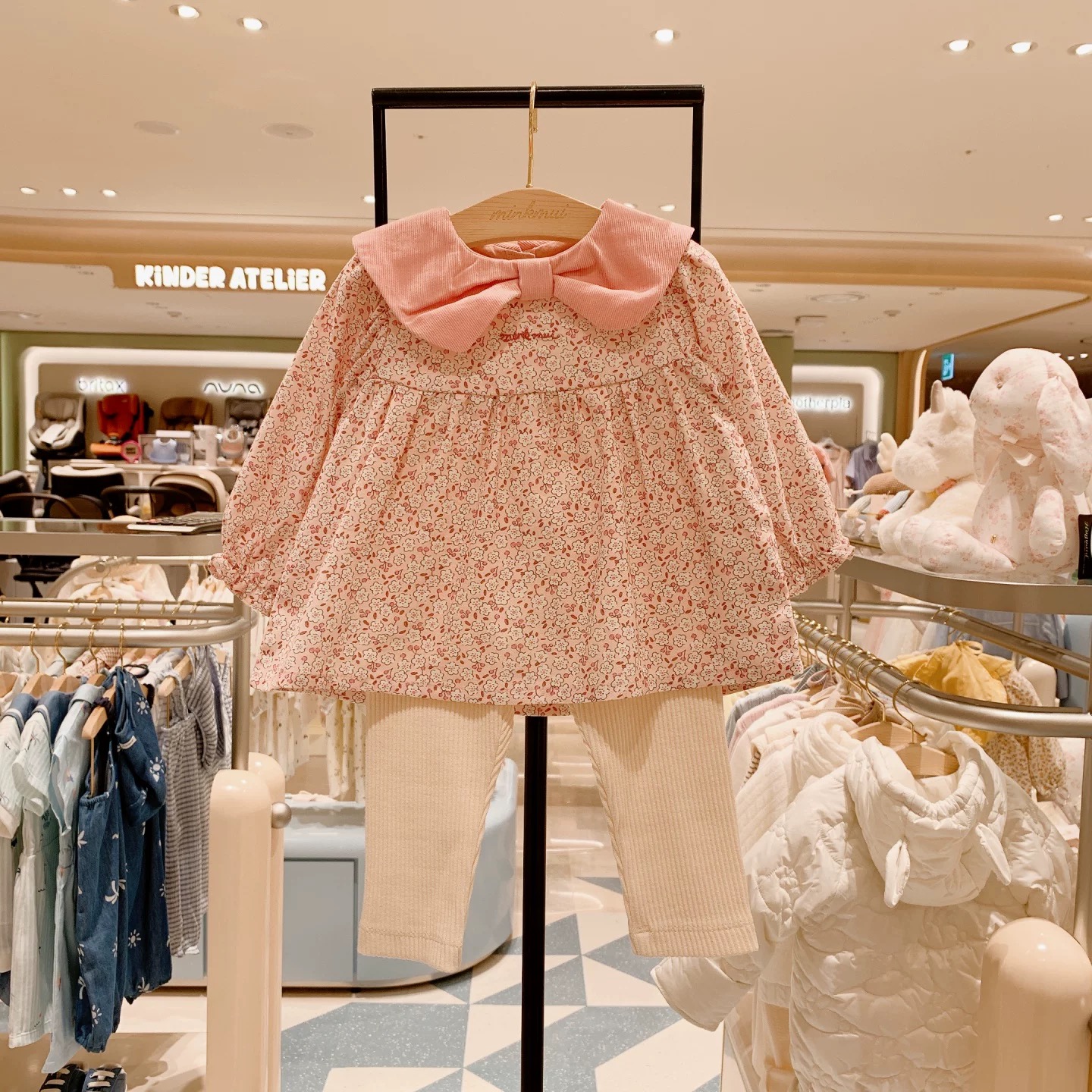 tz1527小星星韩国专柜2025秋款女童碎花洋气甜美套装