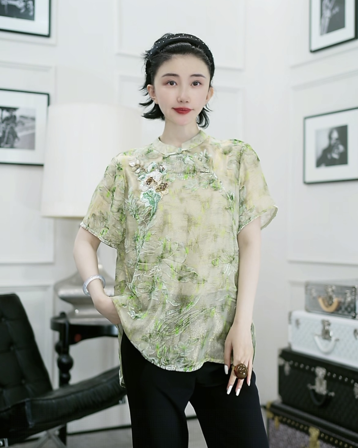 Betty Bairn【匠心/玉堂香】高定系列桑蚕丝立领上衣25B-BW306