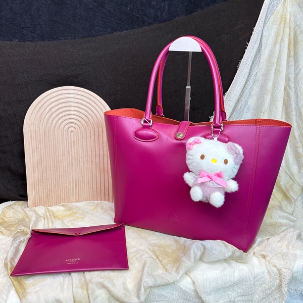 95新 LOEWE/罗意威 火龙果色手提单肩托特包