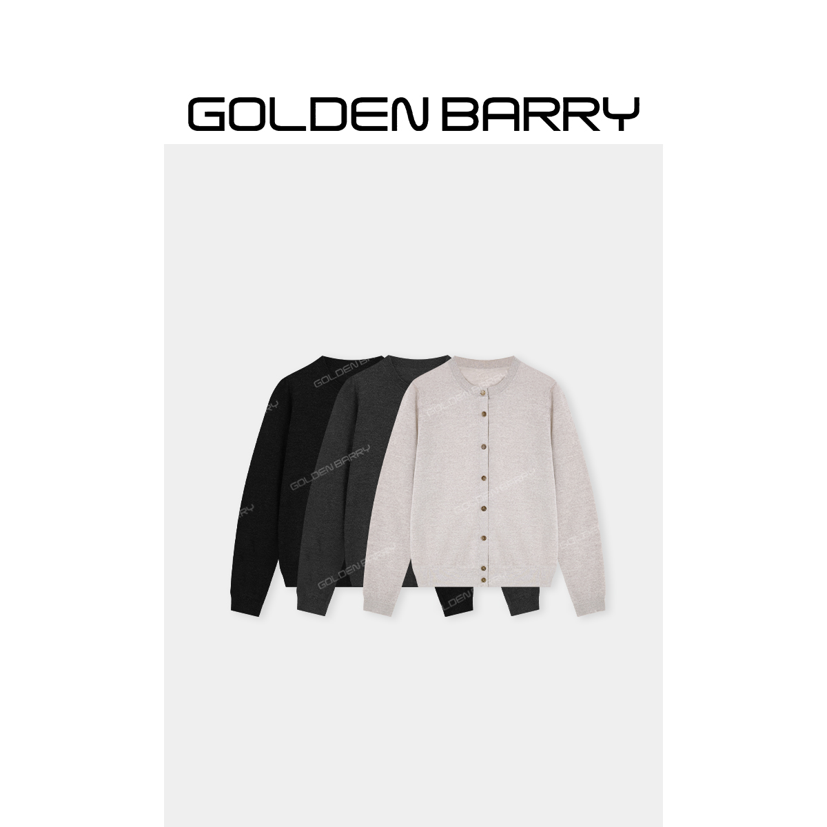 GOLDENBARRY|241266“星织”简约小圆领针织开衫