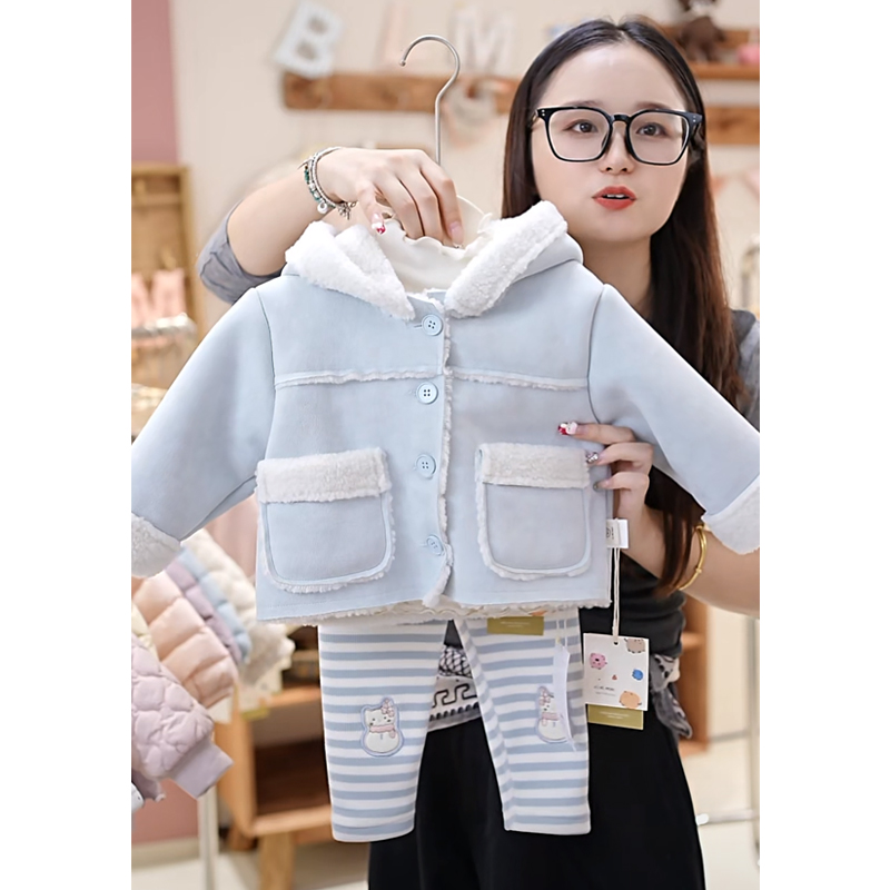 叭啦妈咪秋冬新款2025时尚韩版儿童高货皮毛一体外套潮BYM5042