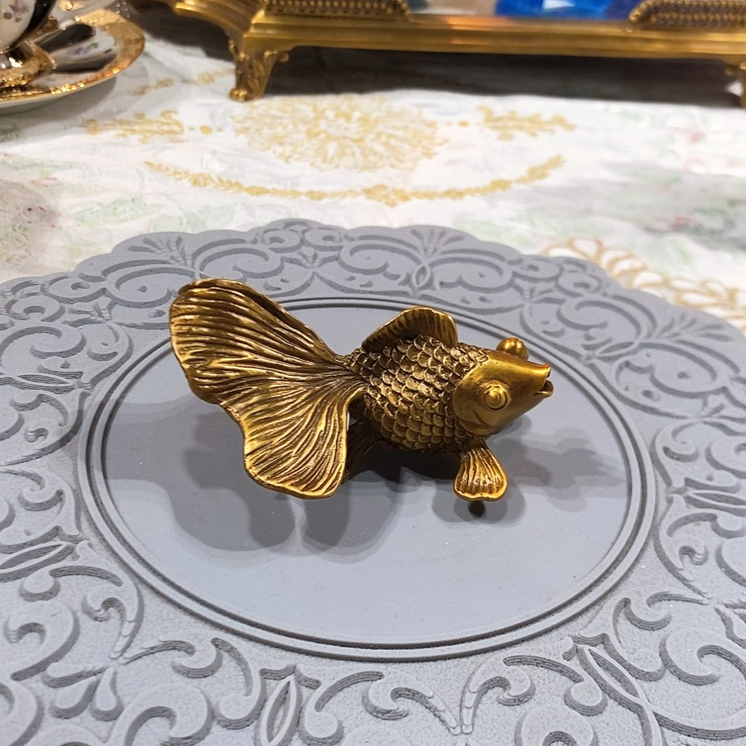 摆件F3023纯铜金鱼摆件茶宠