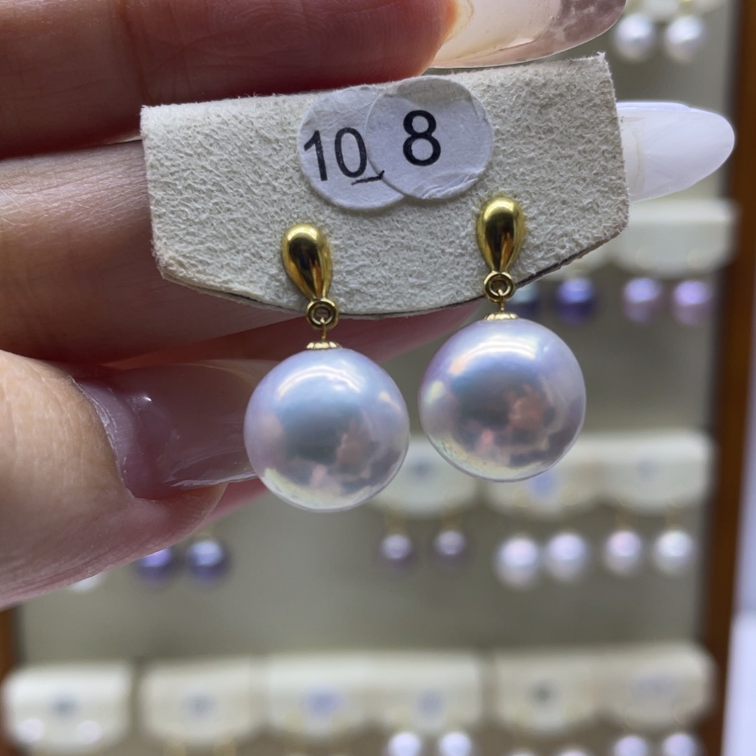 淡水珍珠耳饰18K金镶嵌