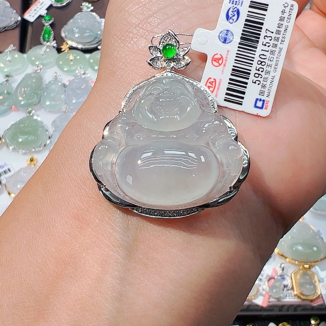 吊坠(不含链)18K金镶嵌翡翠佛公