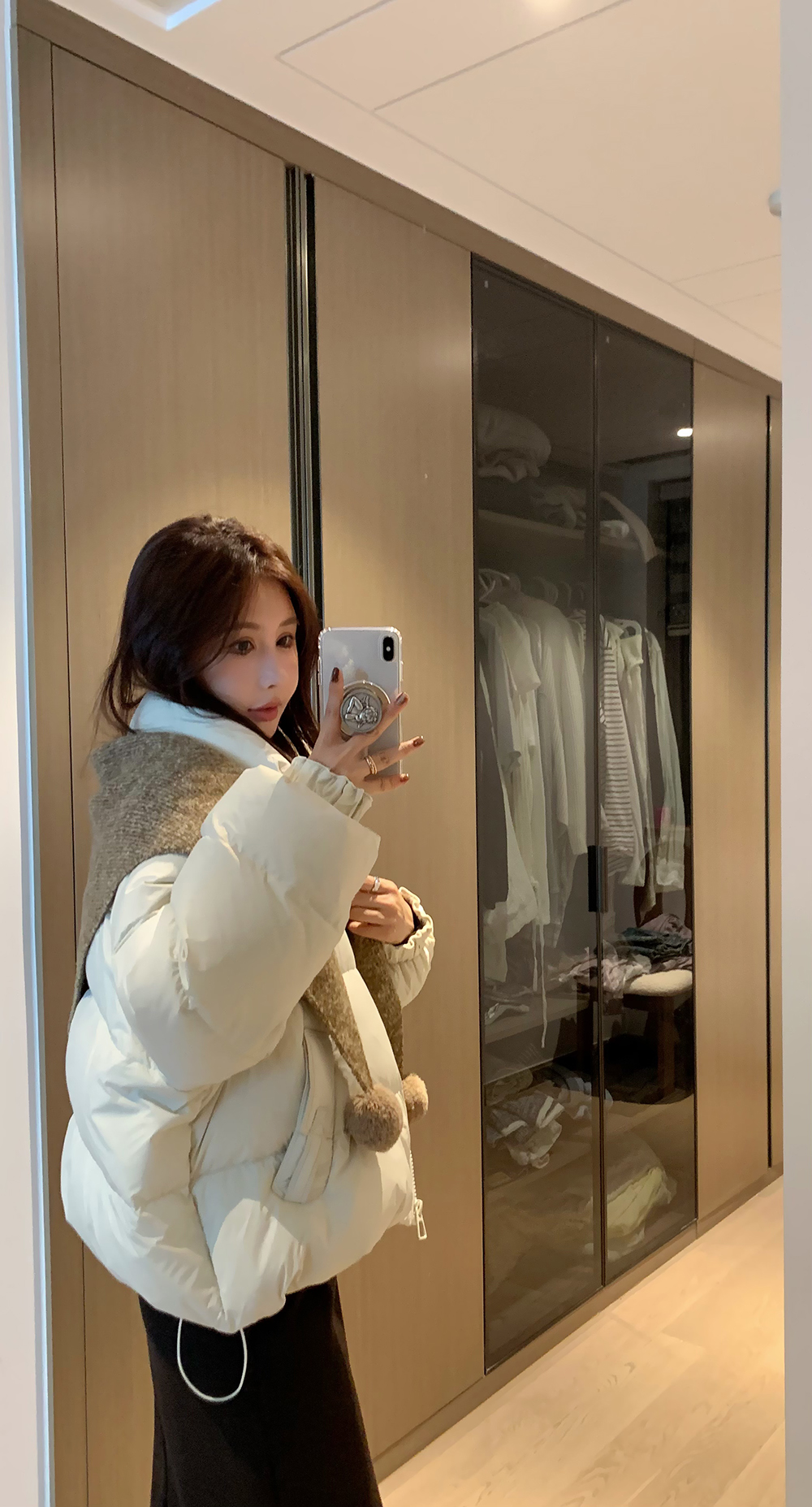 AESTHETIC PAN 90白鸭绒 韩系小奶包短款披肩羽绒服251138