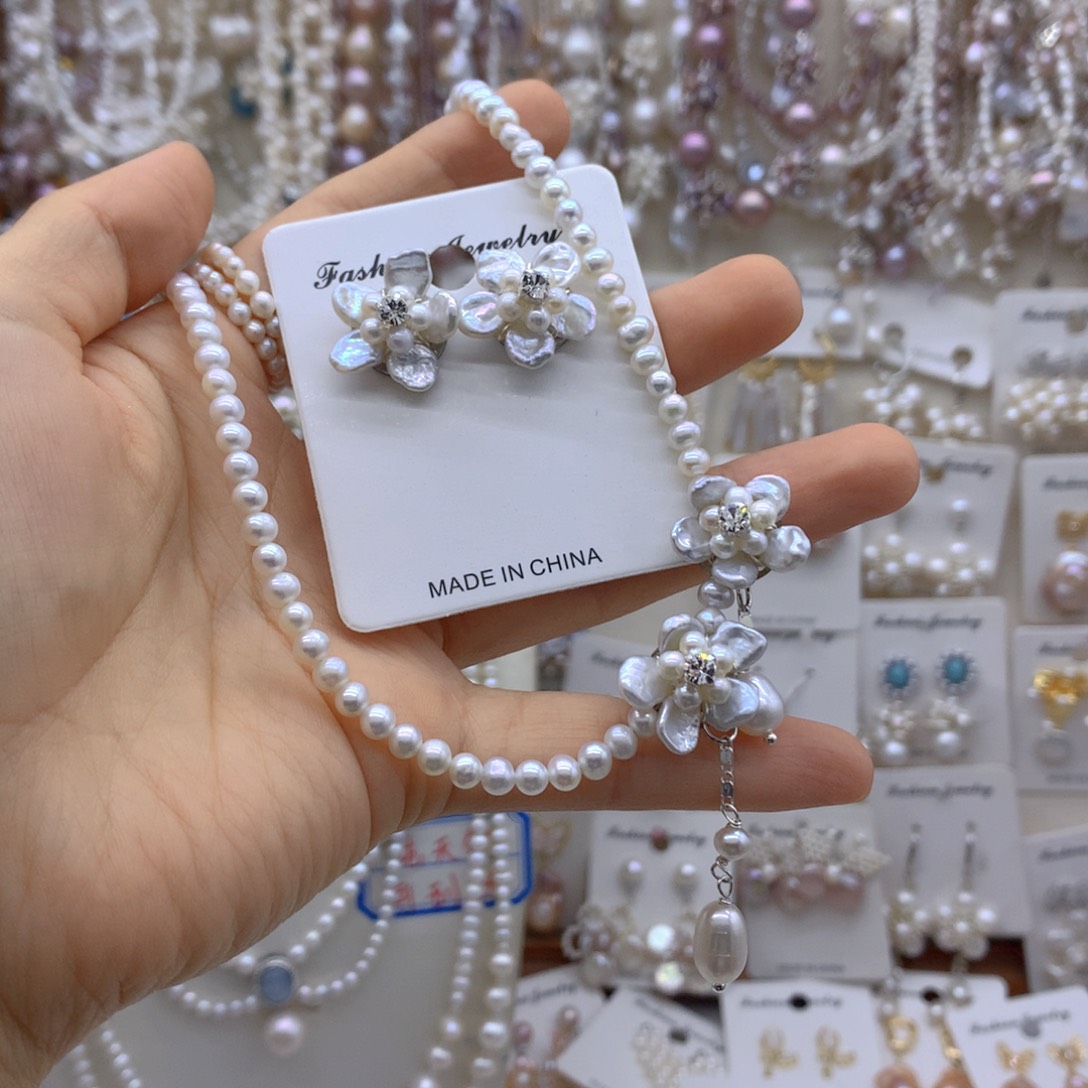 雨****合金淡水珍珠项链耳饰