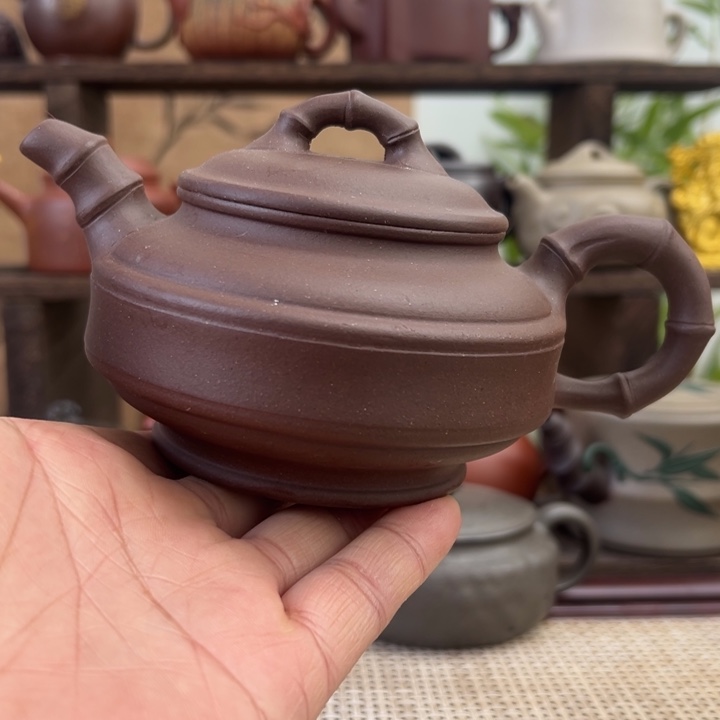 茶壶紫砂宜兴原矿紫砂半手竹鼓260CC
