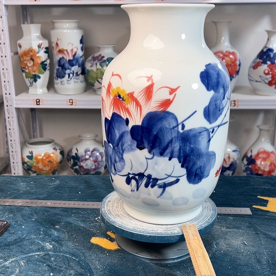 摆件景德镇陶瓷大冬荷花