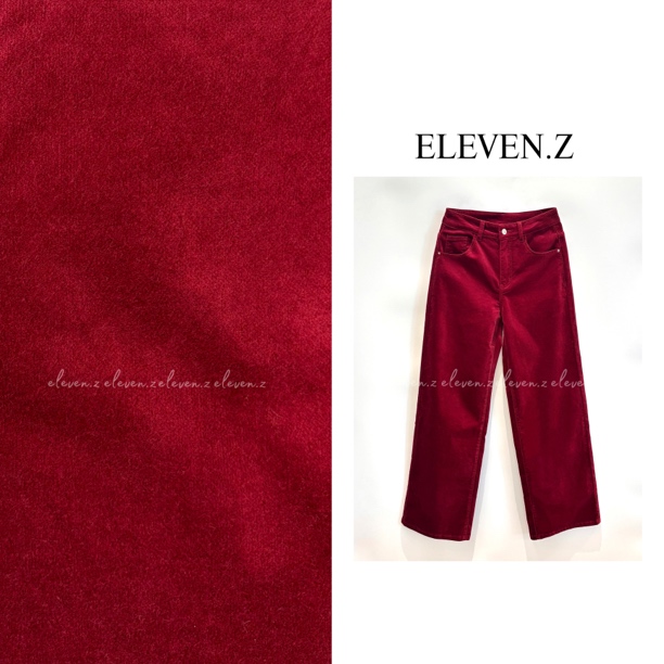 ELEVEN.Z 红色丝绒直筒裤
