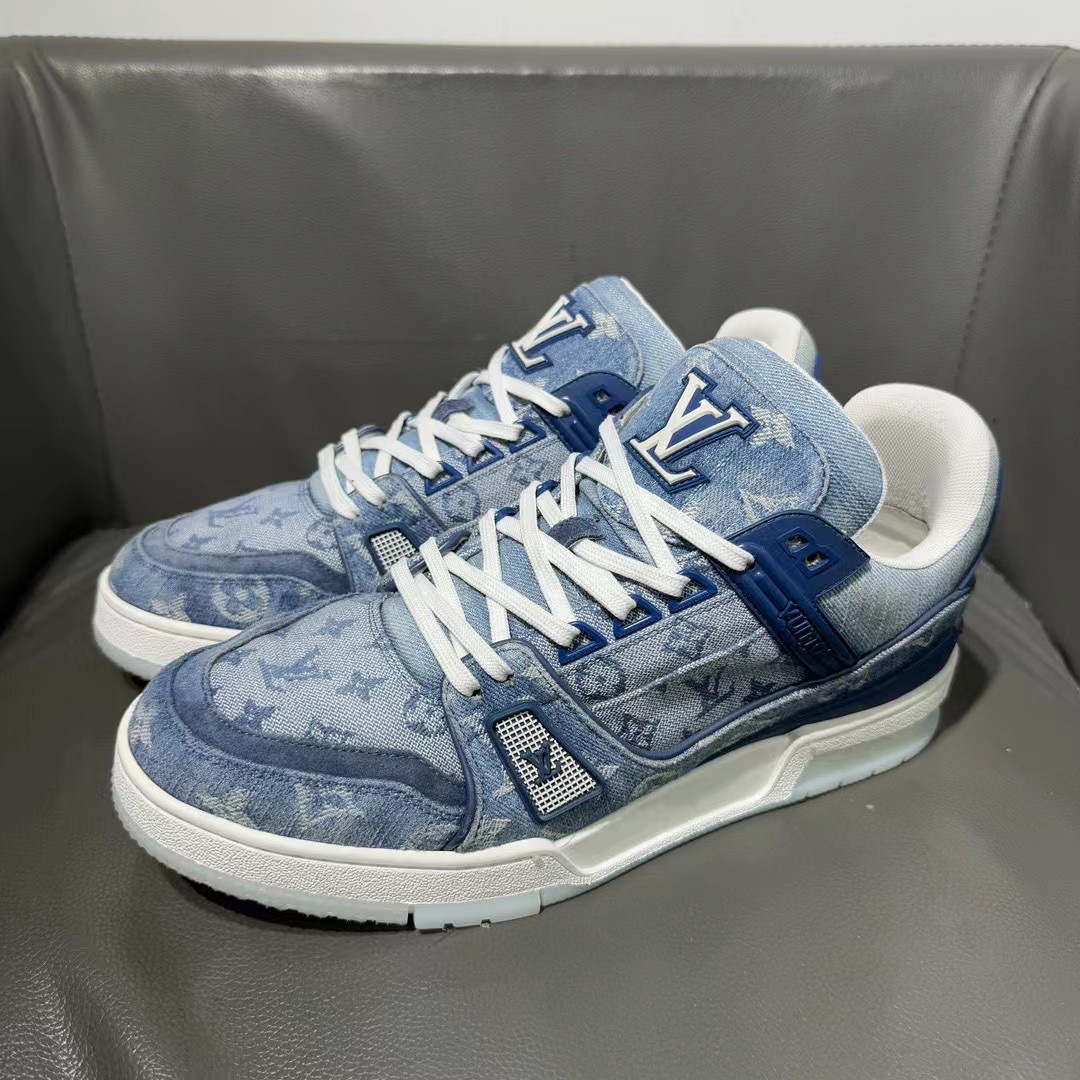 99新 LouisVuitton/路易威登 42.5码 99新 lvtrainer蓝牛仔 板鞋