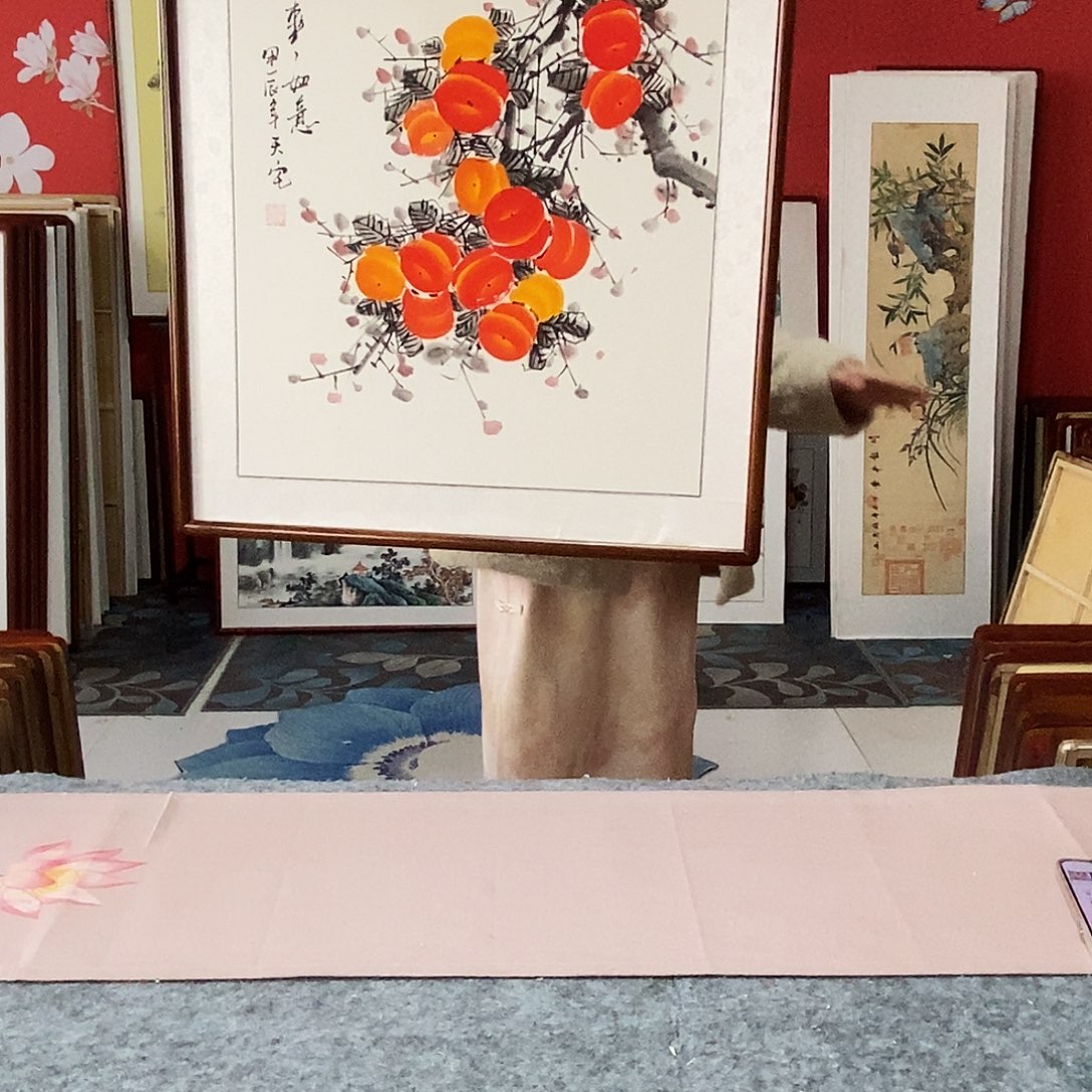 国画手写手绘国画作品带框
