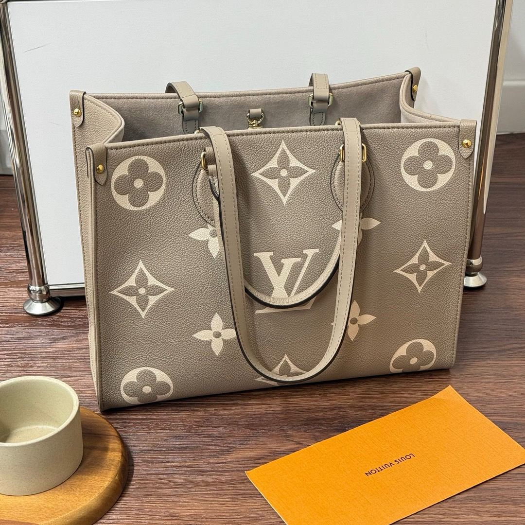 95新 LouisVuitton/路易威登 大象灰 老花 onthego中号/608486933