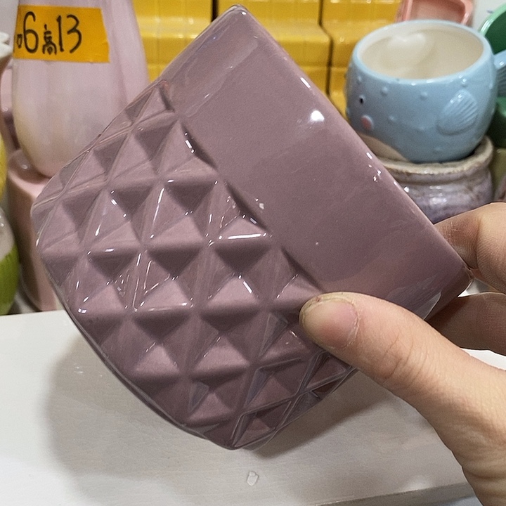 陶摆件陶盆有孔 瑕疵针孔漏釉介意勿拍外口 11外高10