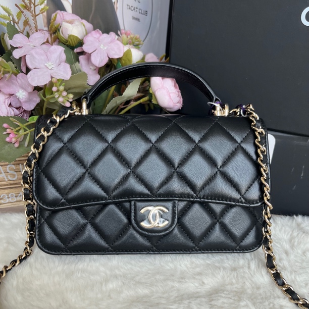 99新 Chanel/香奈儿 香奈儿黑金手柄woc mini（24年芯片）