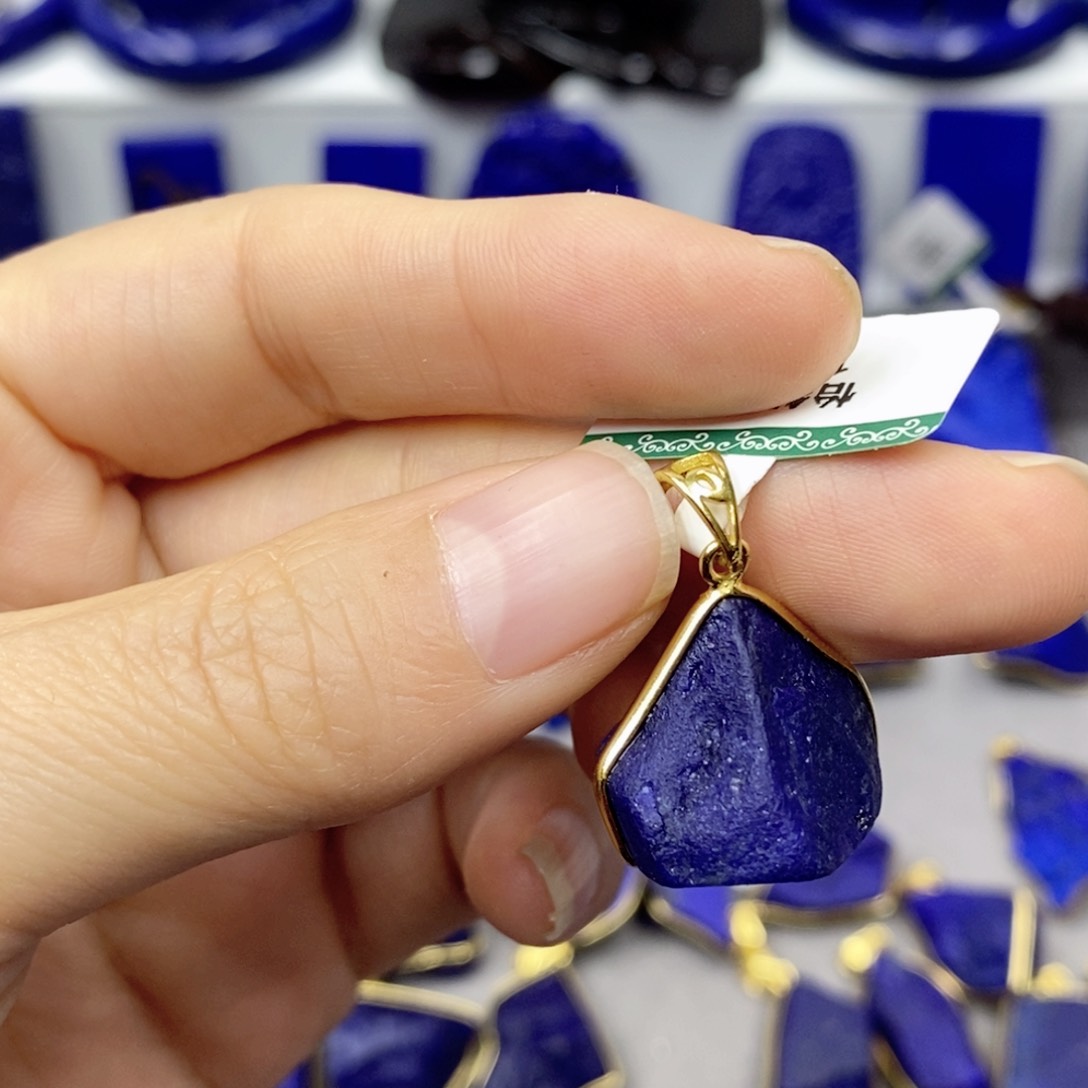 青金石颈饰银S925镀金镶嵌