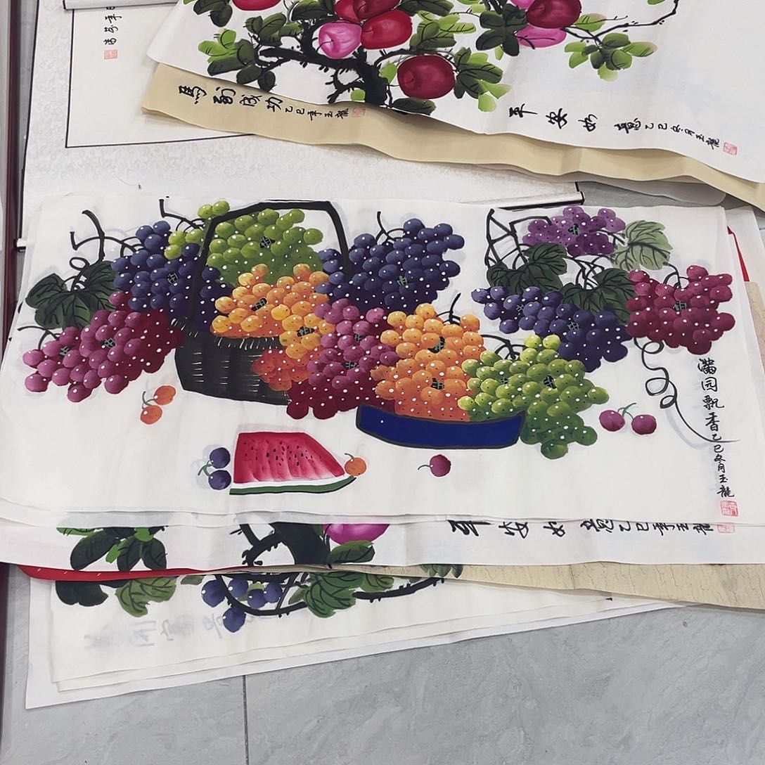 国画国画作品原稿三尺横幅葡萄