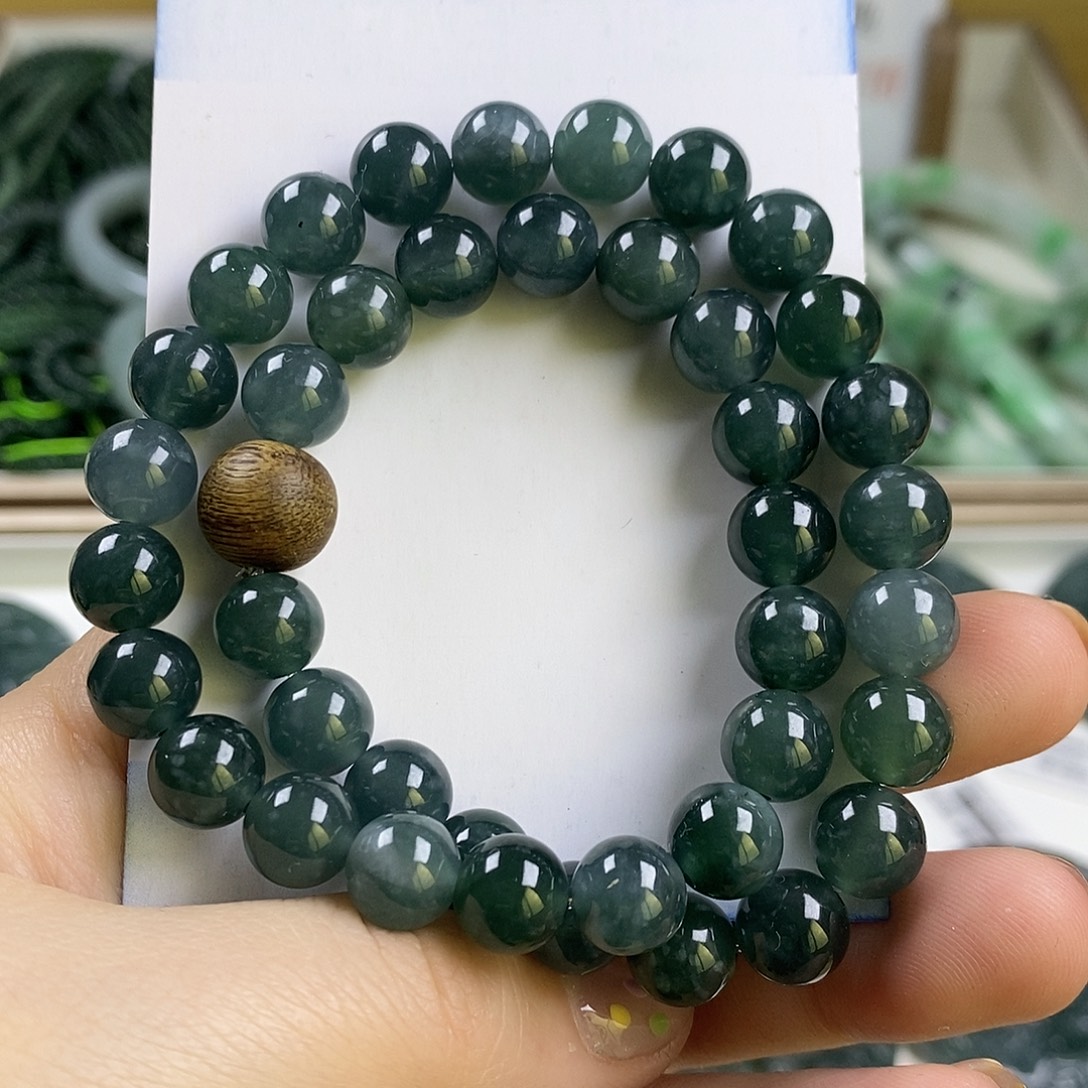 翡翠未镶嵌颈饰翡翠A货手串8mm➕