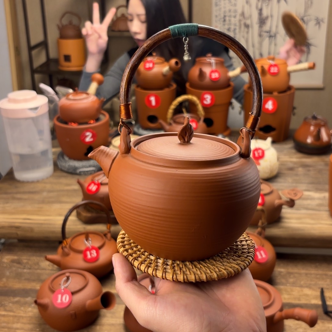 煮水煮茶甘甜 潮州砂铫壶 搭藤垫
