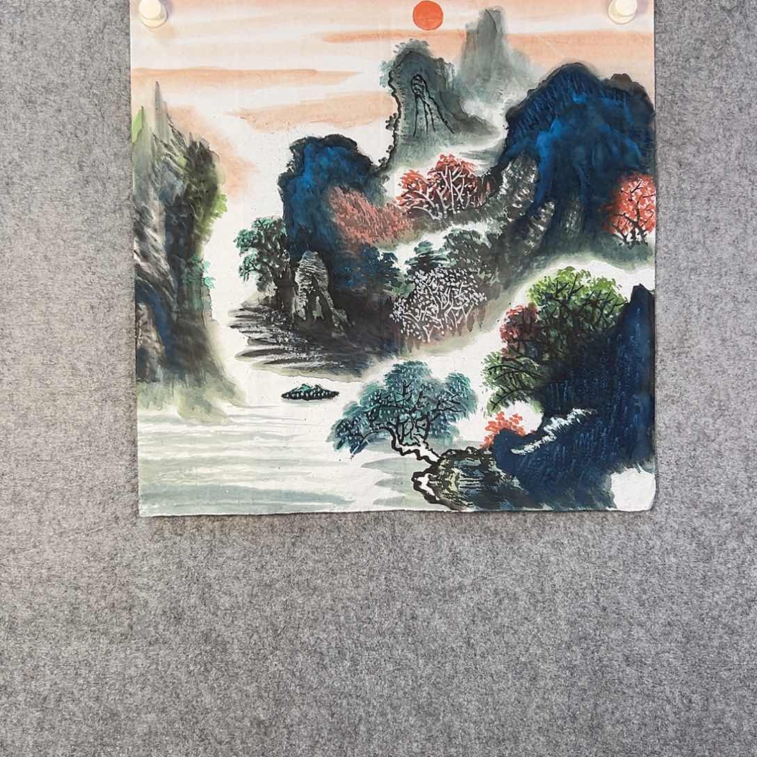 国画451 花鸟在树丛的顶端鸣叫叫声