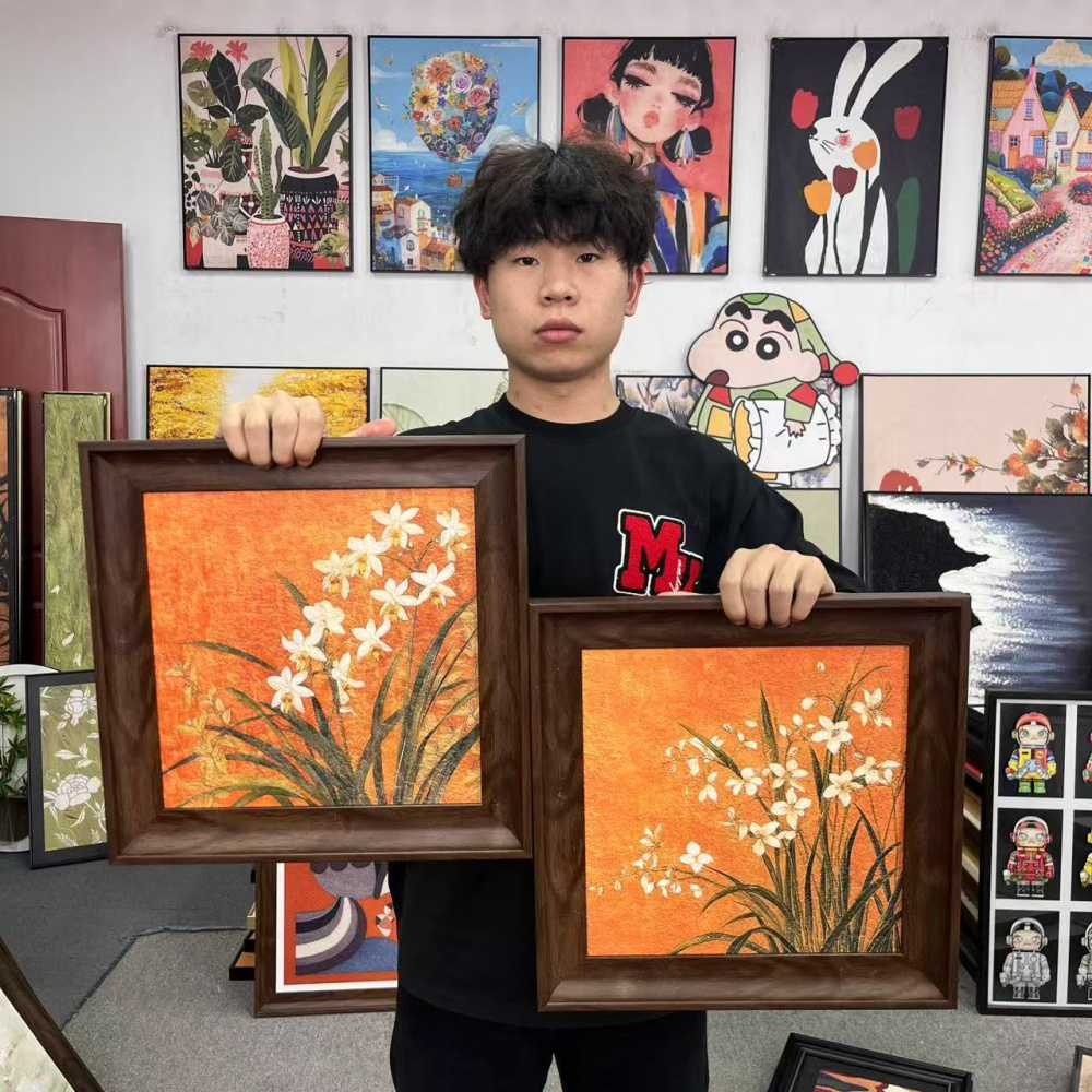 新中式兰花复古古典艺术风格可用于玄关客厅卧室4040二联S119