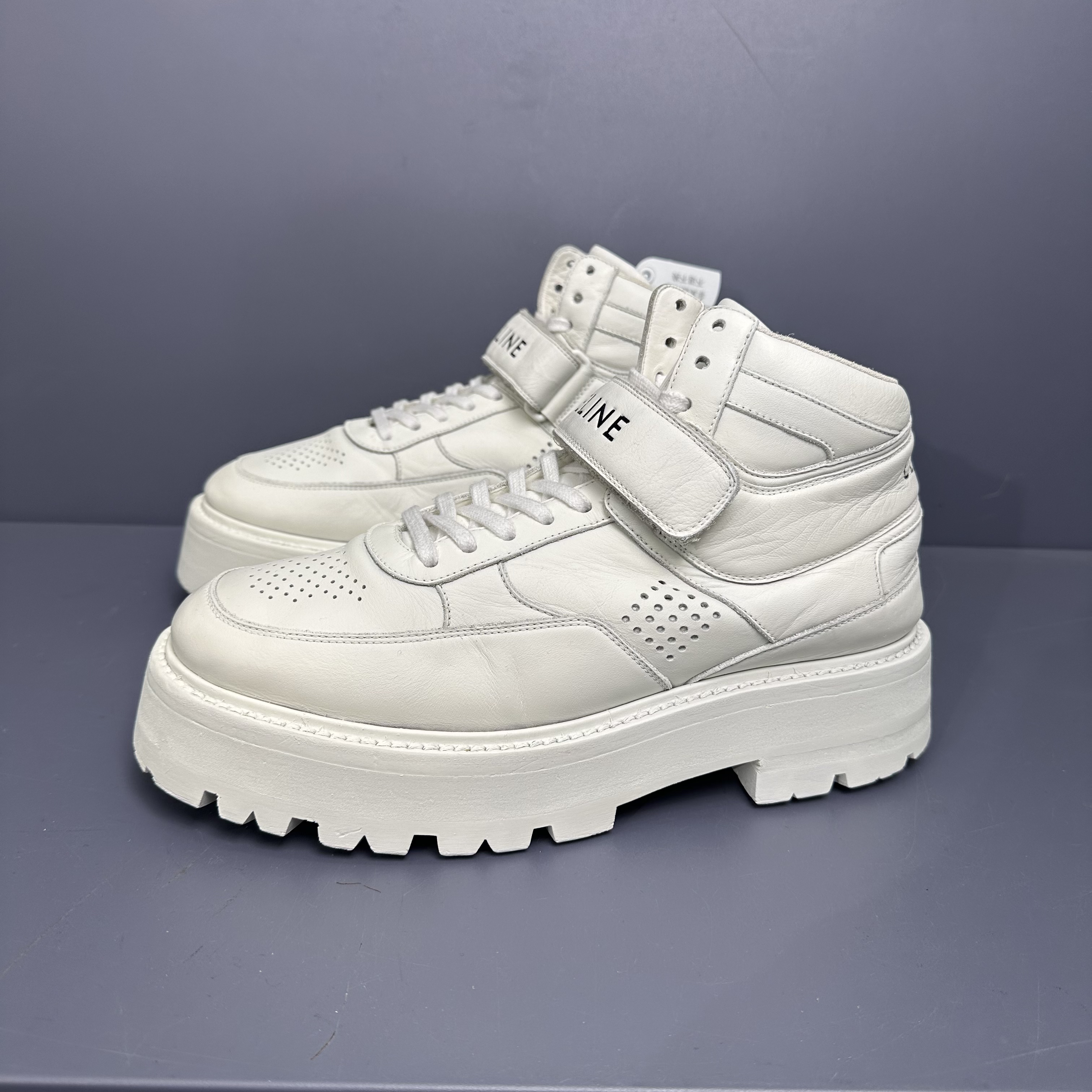 95新 Celine/思琳 41码 celine瑟琳运动鞋 黑白高帮靴休闲鞋 很新