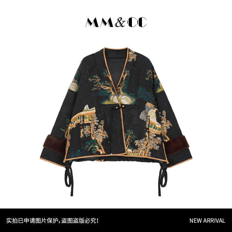 【松风渡】新中式高定保暖冬狐狸毛鹅绒服G9250