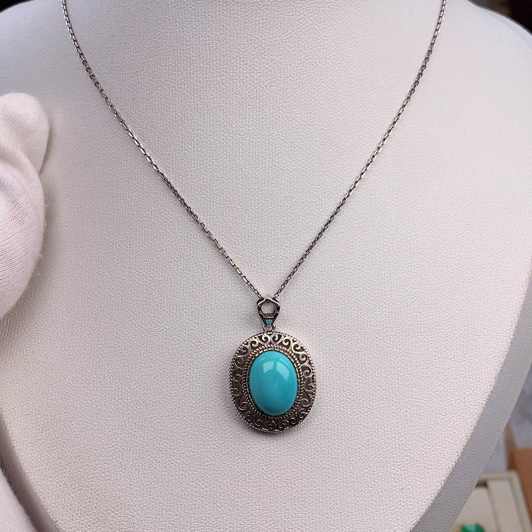 绿松石珠宝奇石银S925镶嵌