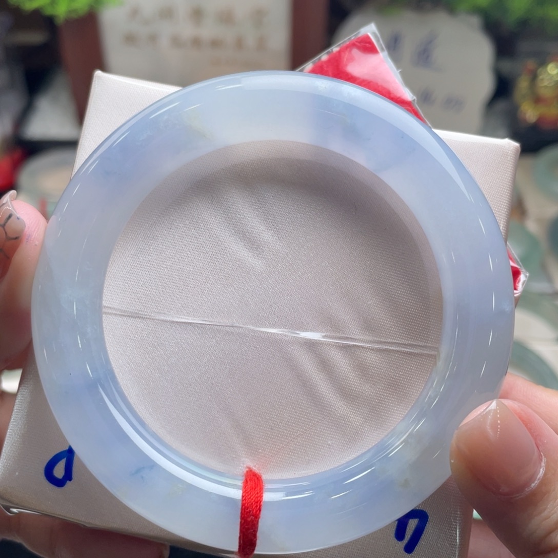 翡翠未镶嵌手镯56.3冰胶条 纯莫奈风 