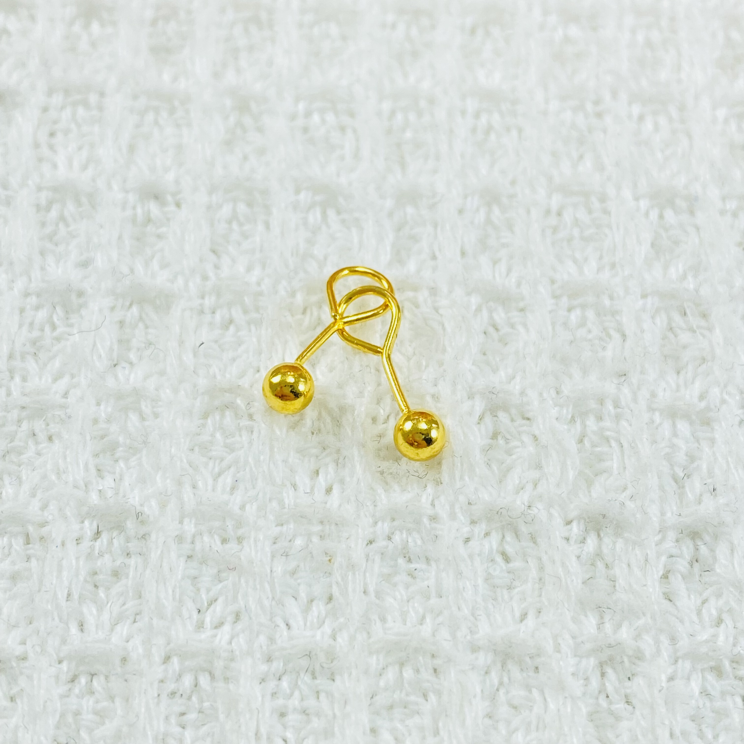 足金999 黄金泡泡耳钉 豆豆耳钉耳钩 E