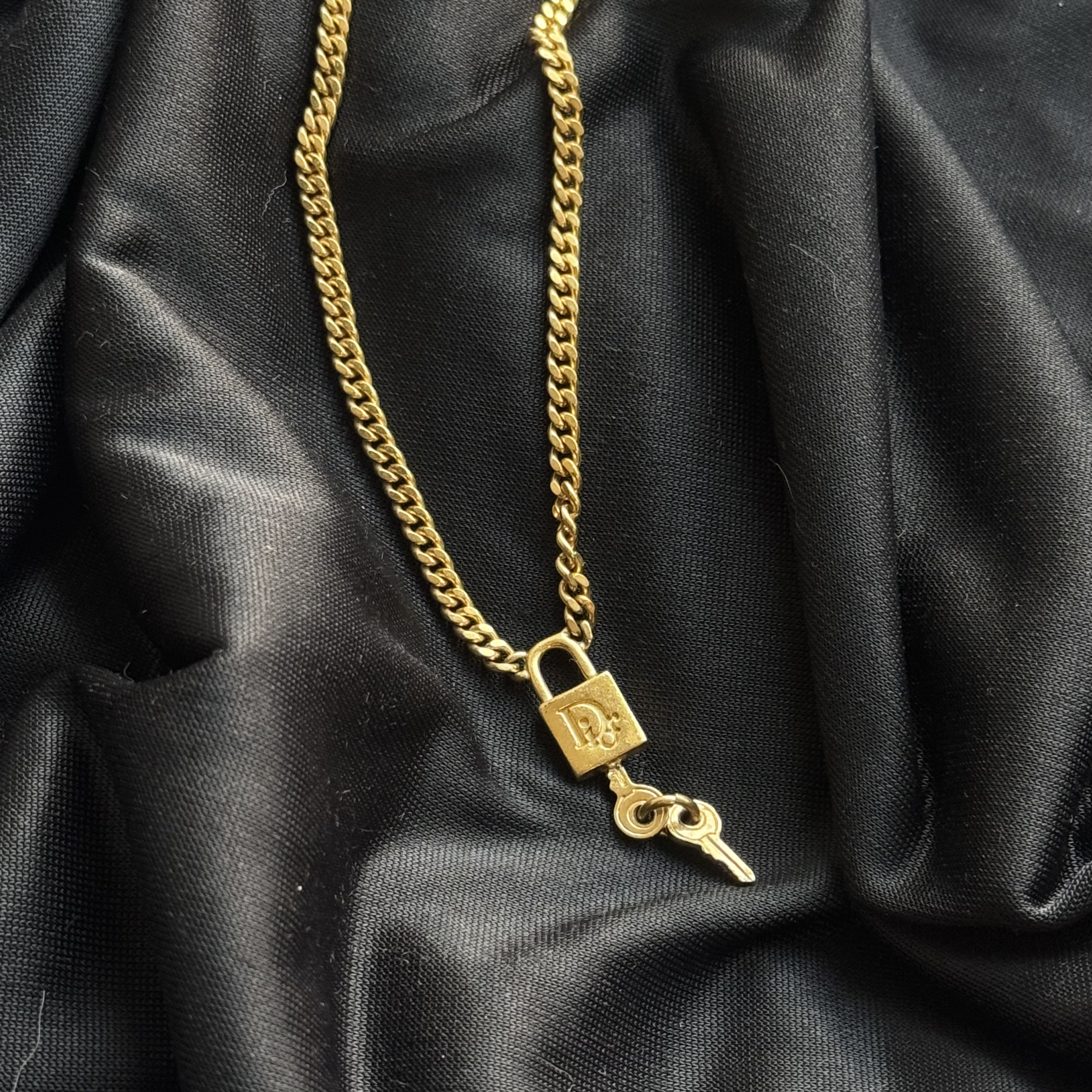 95新 DIOR/迪奥 迪奥素金锁头项链