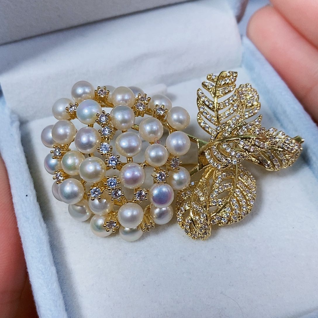 淡水珍珠特价极光珠宝公司正版胸针未镶嵌