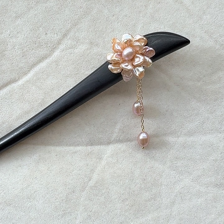 淡水珍珠发饰银S925镶嵌