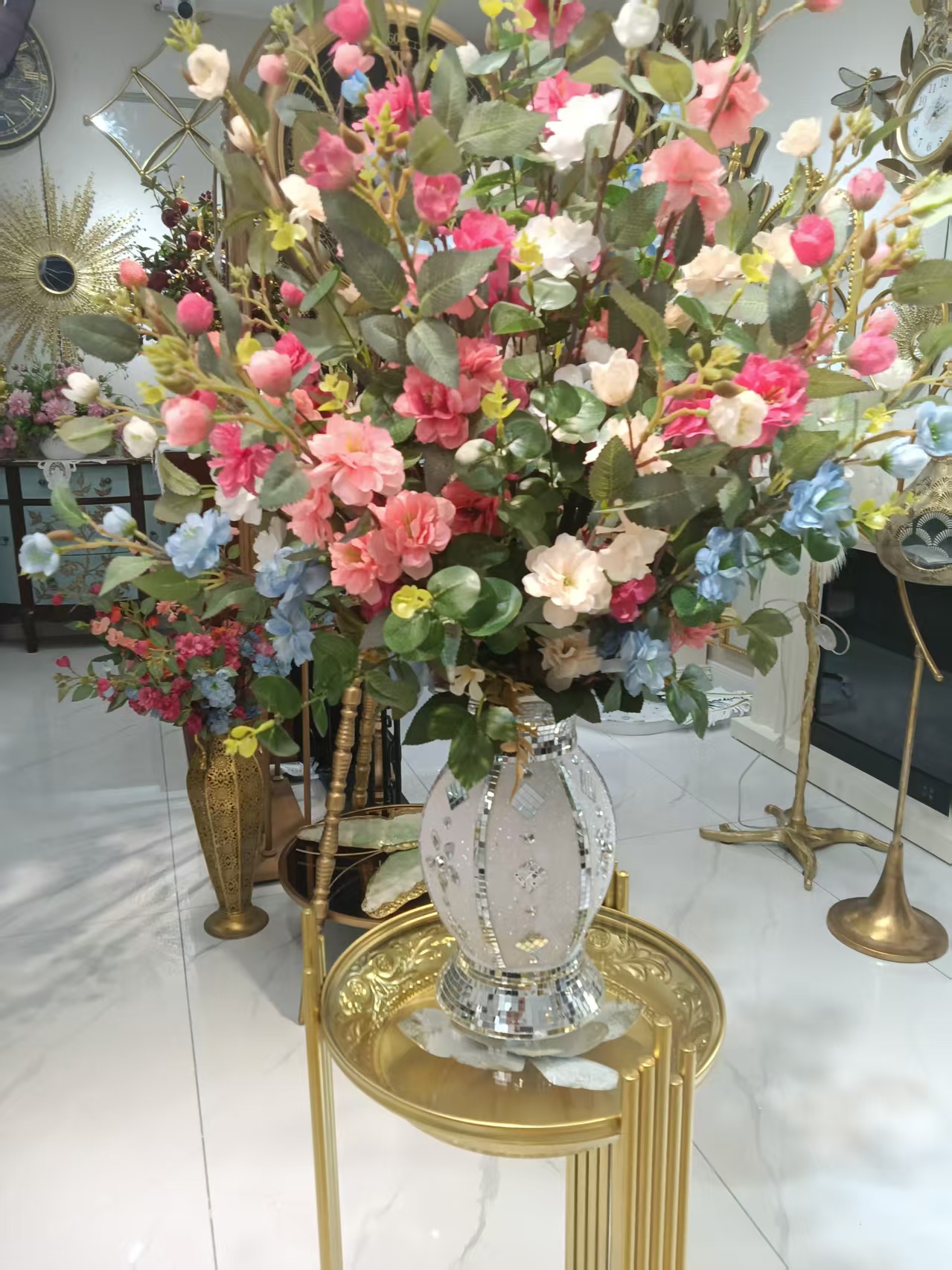 野山茶花仿真花客厅摆件新中式古风装饰拍照道具