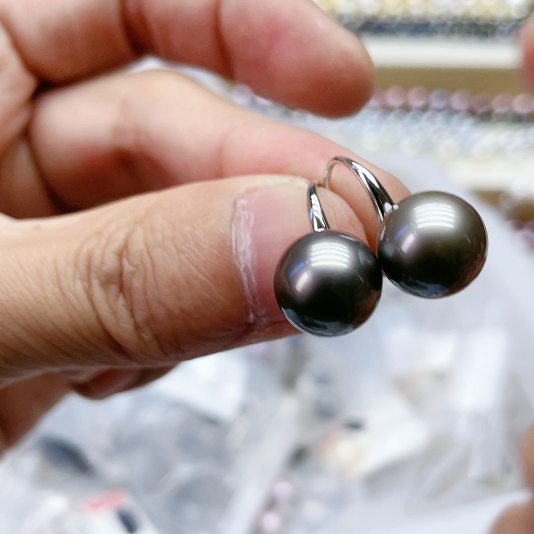 海水珍珠耳饰银S925镶嵌