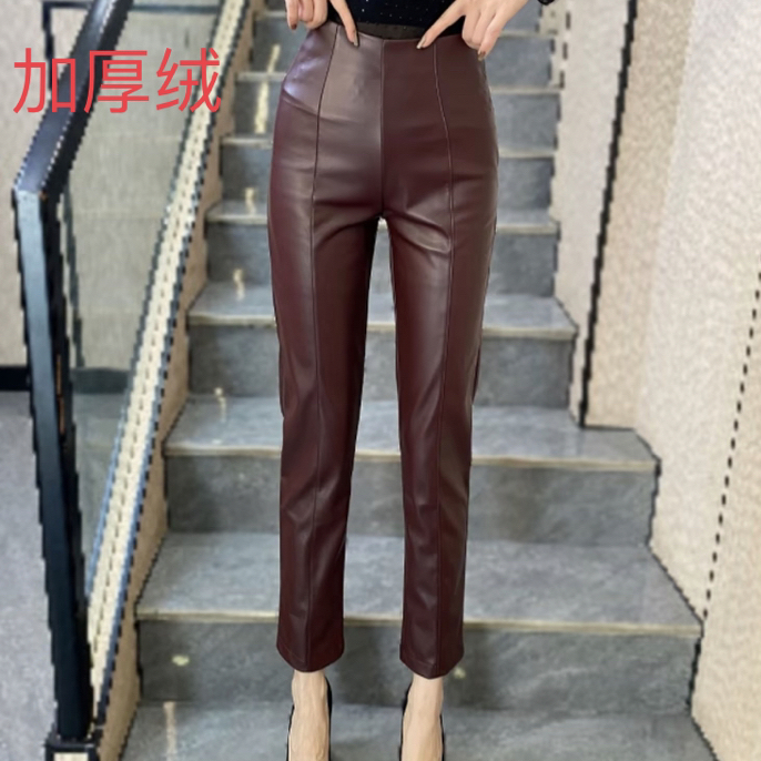 【俊英】时尚百搭高腰修身显瘦秋冬小个子直筒九分烟管裤-加厚款
