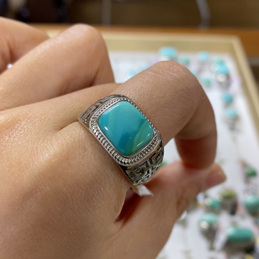 绿松石珠宝奇石银S925镶嵌