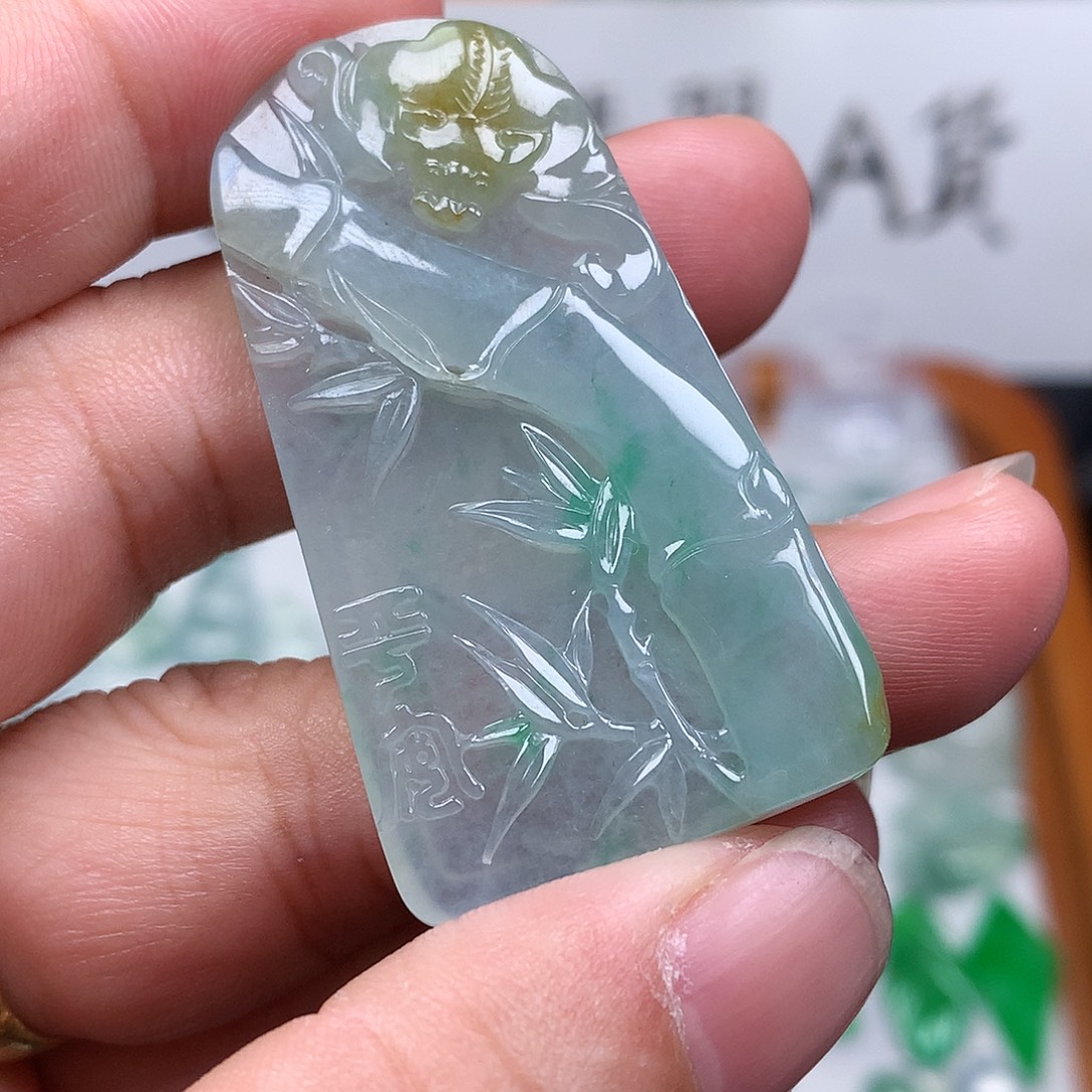 翡翠裸石缅甸天然A货翡翠冰种节节高升
