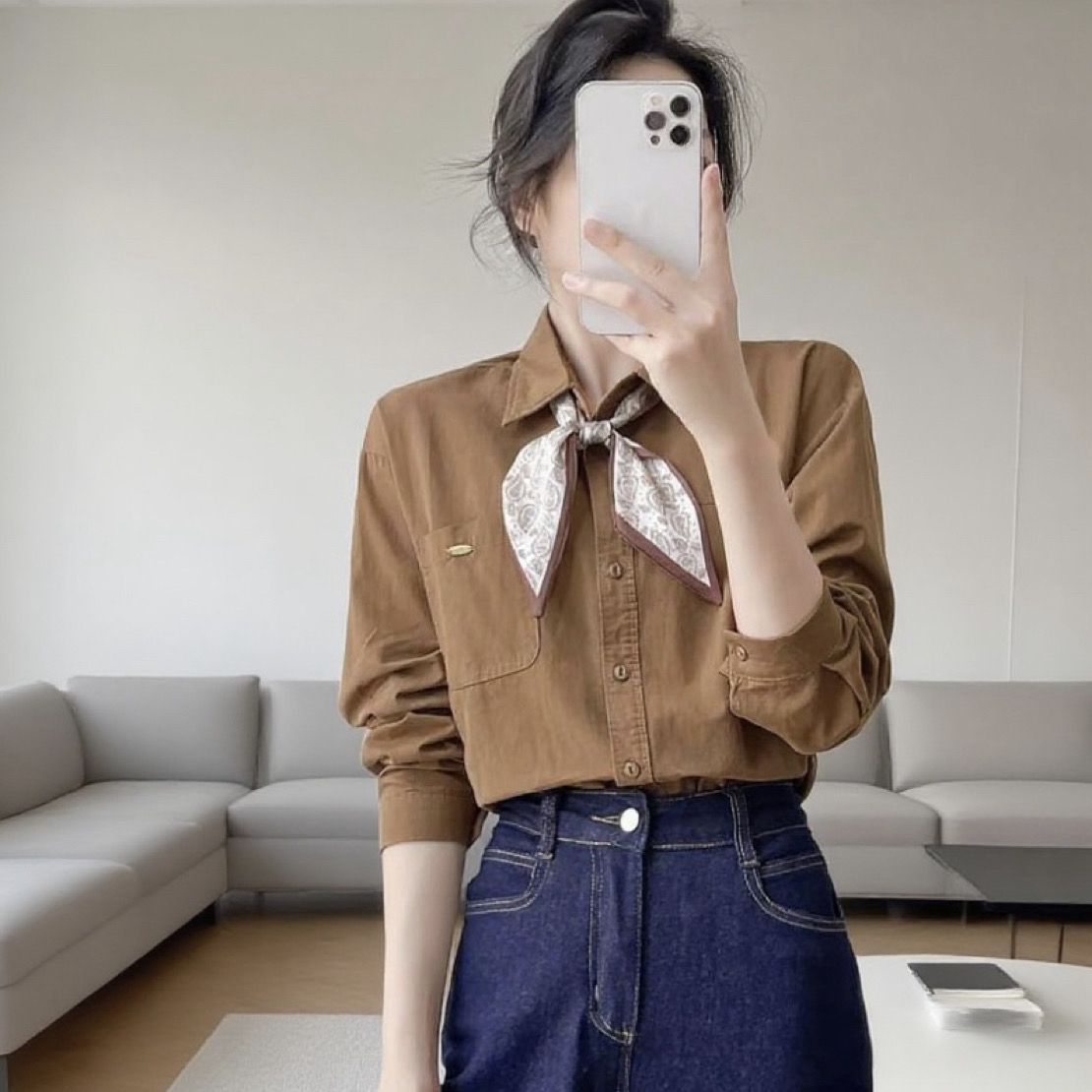 【有运险纯棉】秋季美拉德小个子女装长袖衬衫新款韩版短款百搭上衣