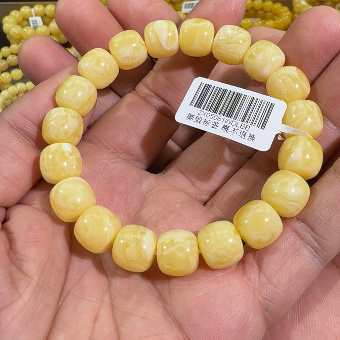 琥珀手链未镶嵌11.5m精工老型虎皮花蜡串17.9克