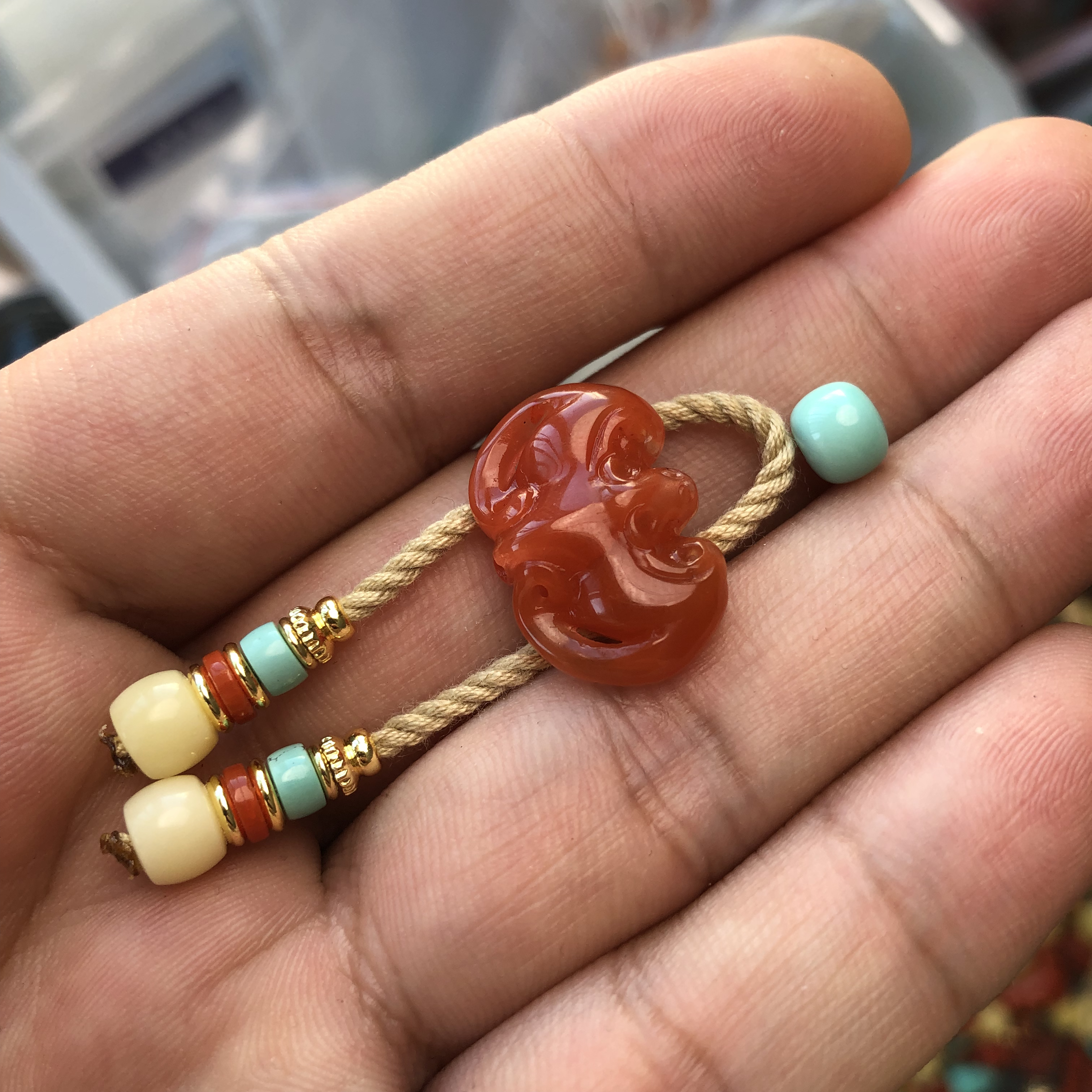 背云线束弟子珠，材质蜜蜡南红松石，多样性发货发一组