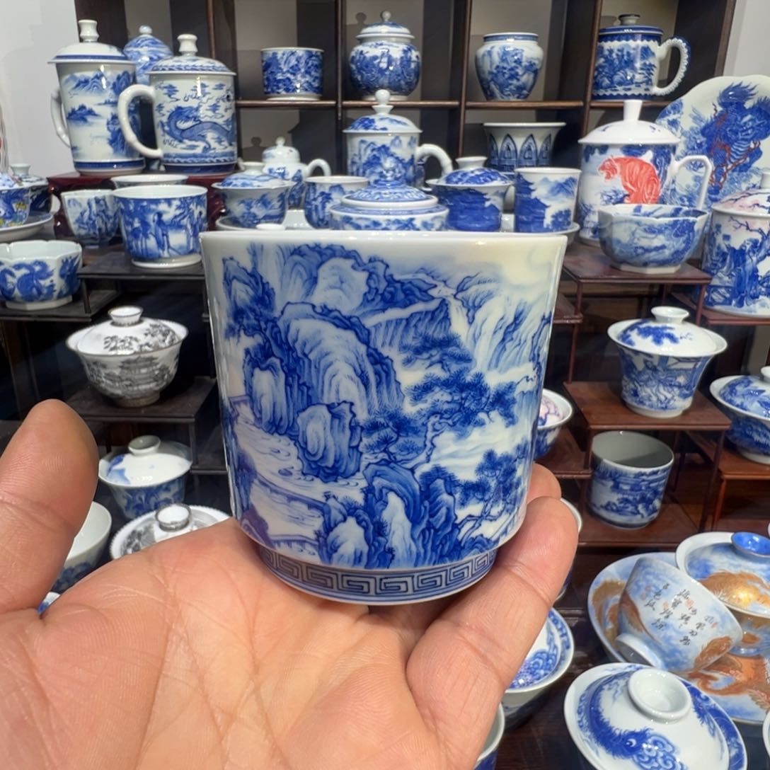 青花山水主人杯杯