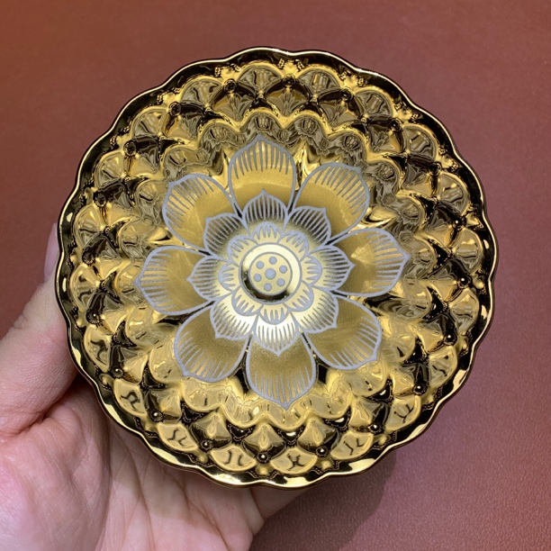 金色佛莲夜光杯陶瓷主人杯高端精美茶具茶杯单只装无礼盒