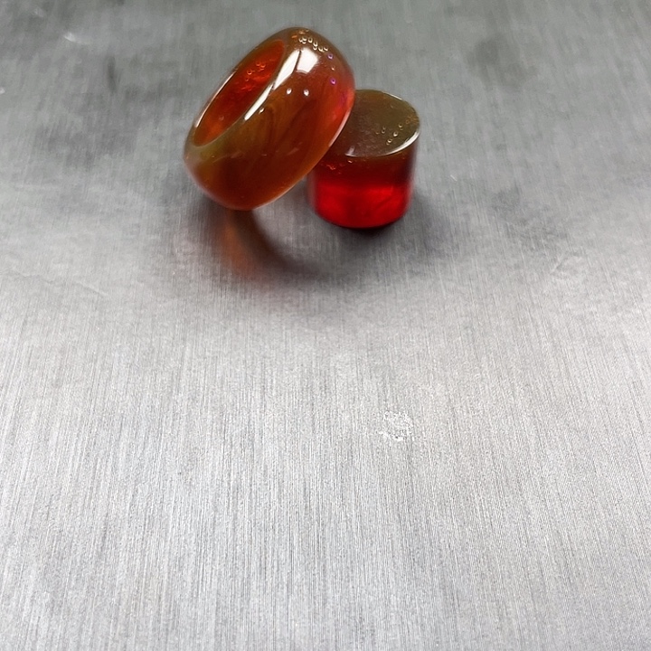 琥珀未镶嵌手链缅甸天然琥珀红蜜戒圈 圈口17.5