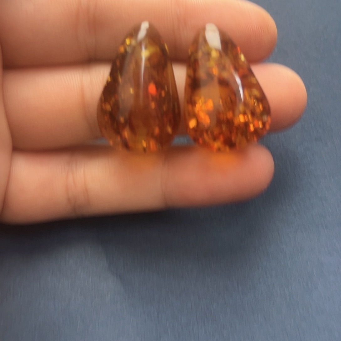 未镶嵌琥珀裸石琥珀耳钉