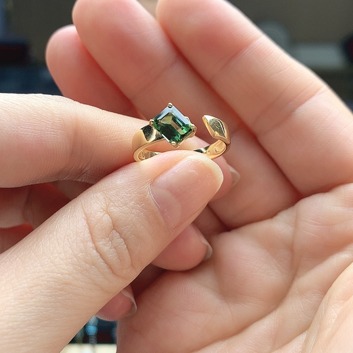 碧玺戒指银S925镶嵌纯天然