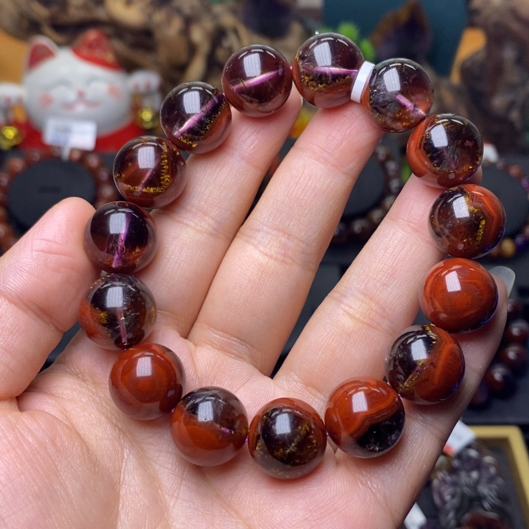 水晶A026极光荆棘玫瑰天眼单圈14m m未镶嵌知*