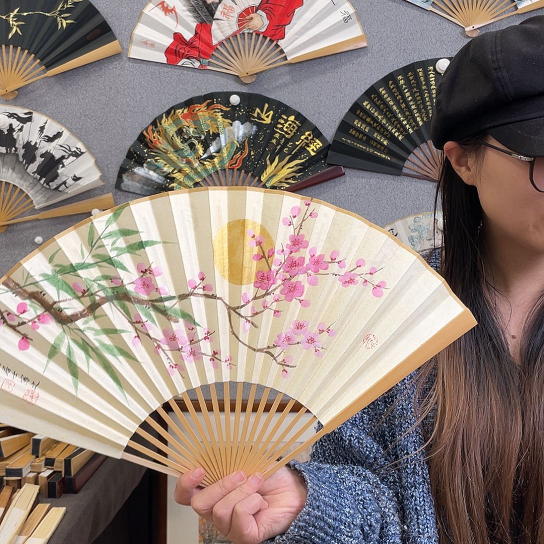 书法95寸玉竹-纯手绘-文玩扇骨（默认粘好）